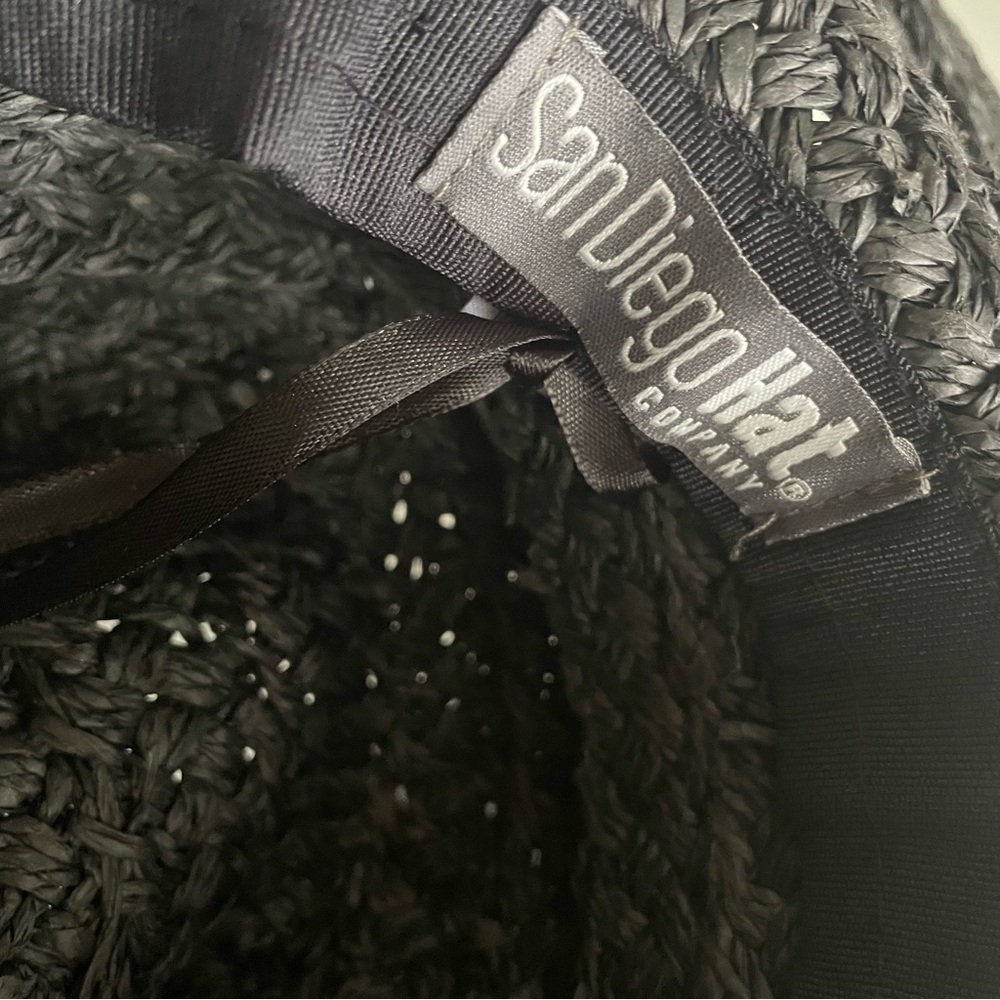 Woven Paper Straw Wide Brim Hat Women’s O/S San Diego Hat Company Brown Black - Picture 3 of 12